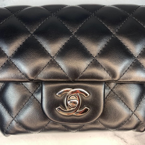 ❌❌ CHANEL Uniform CC calfskin leather black quilted Bumbag waist crossbody bag - Picture 5 of 15